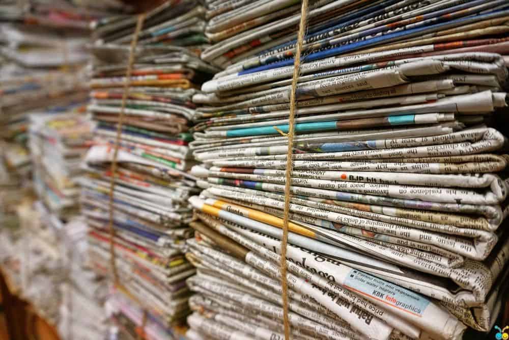 stacked newspapers for bedding